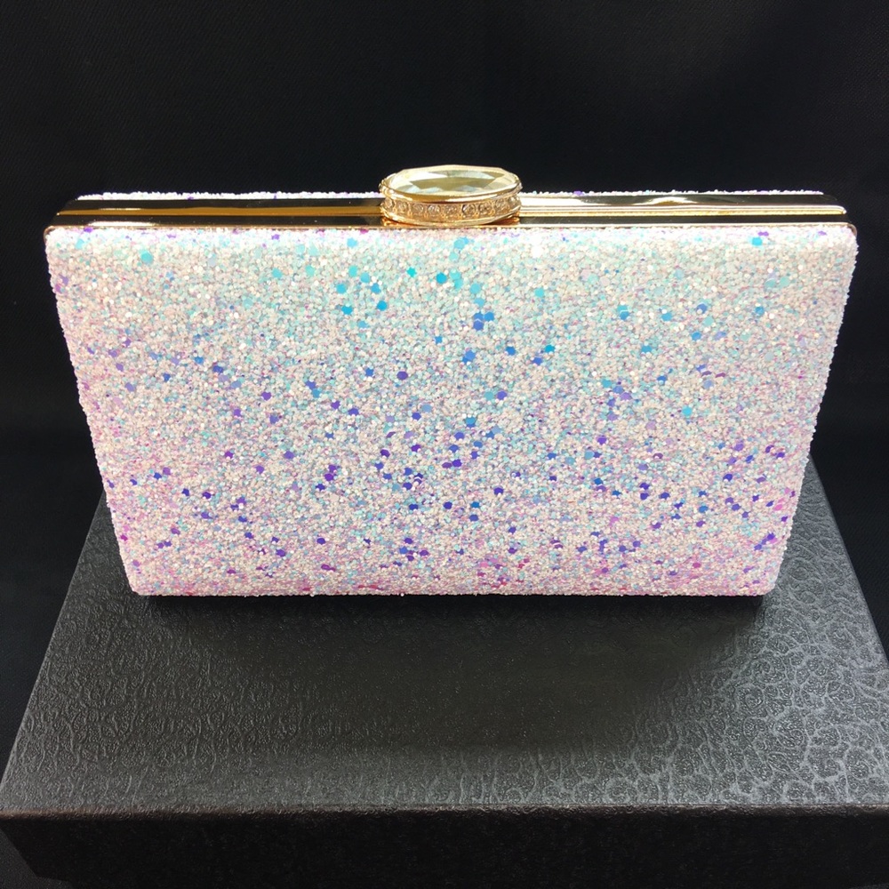 Cute Iridescent Sparkly Glitter Clutch Purse Bag